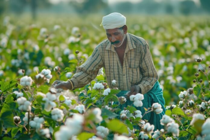 indian-farmer-fertilizing-green-cotton-field